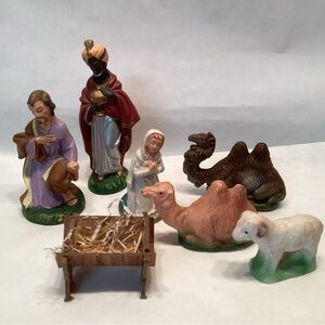Mixed Lot 6 Vintage Plastic Nativity Figures Crèche Manger Christmas Animals